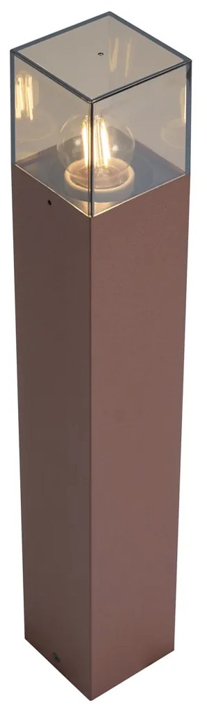 Balizador industrial para exterior castanho ferrugem com vidro fumado 50cm com sensor crepuscular - Denmark Industrial