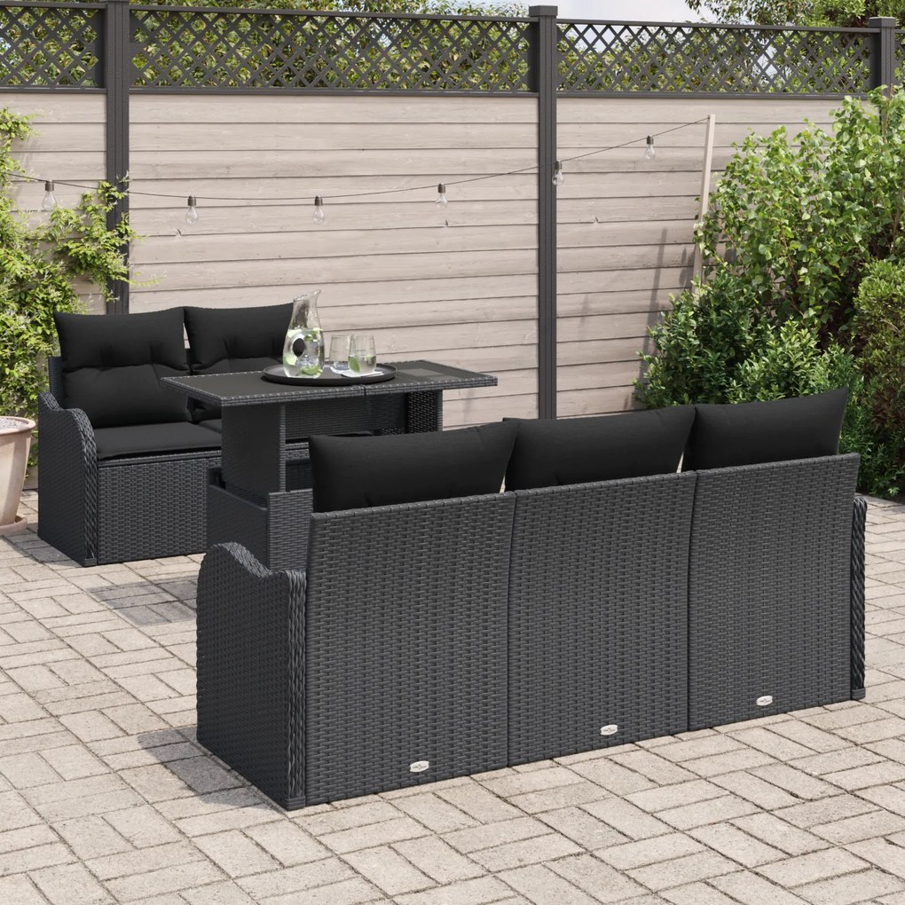 Conjunto de Sofás Jardim de 6 Peças com Almofadas Rattan de Polipropil