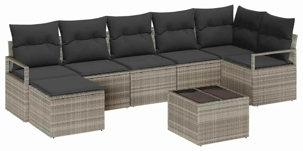 Conjunto de Sofás de Jardim 9 Peças com Almofadas em Rattan Cinza