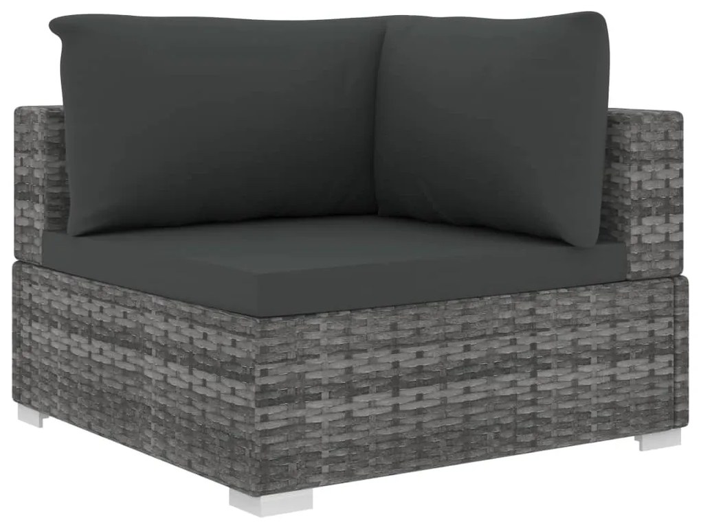 8 pcs conjunto lounge de jardim c/ almofadões vime PE cinzento