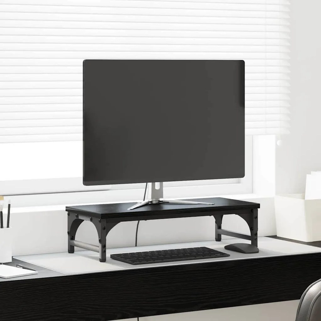 vidaXL Suporte para Monitor Carvalho Preto 55 x 23 x 14 cm
