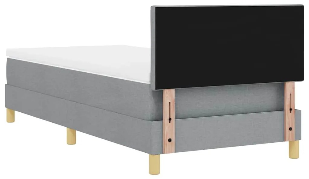 Cama Box com Colchão &amp; LED Cinzento-Claro 90x200 cm Tecido