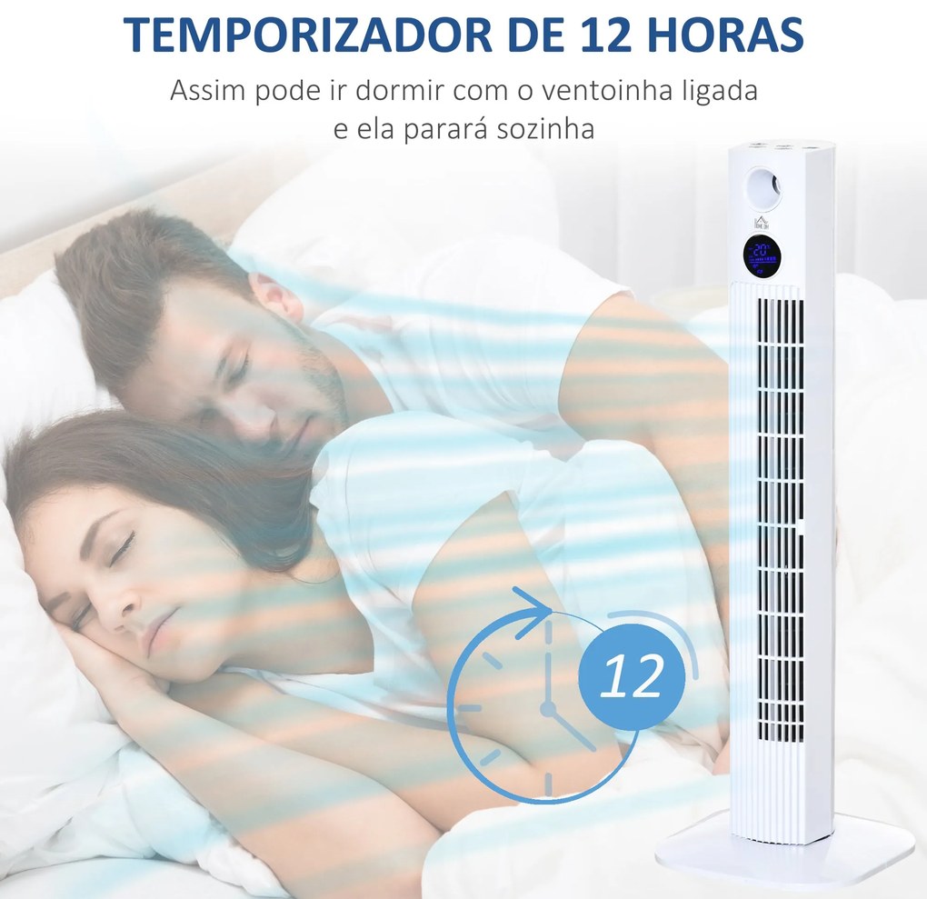 Ventoinha de Coluna 45W Silencioso com Controle Remoto 3 Velocidades 3