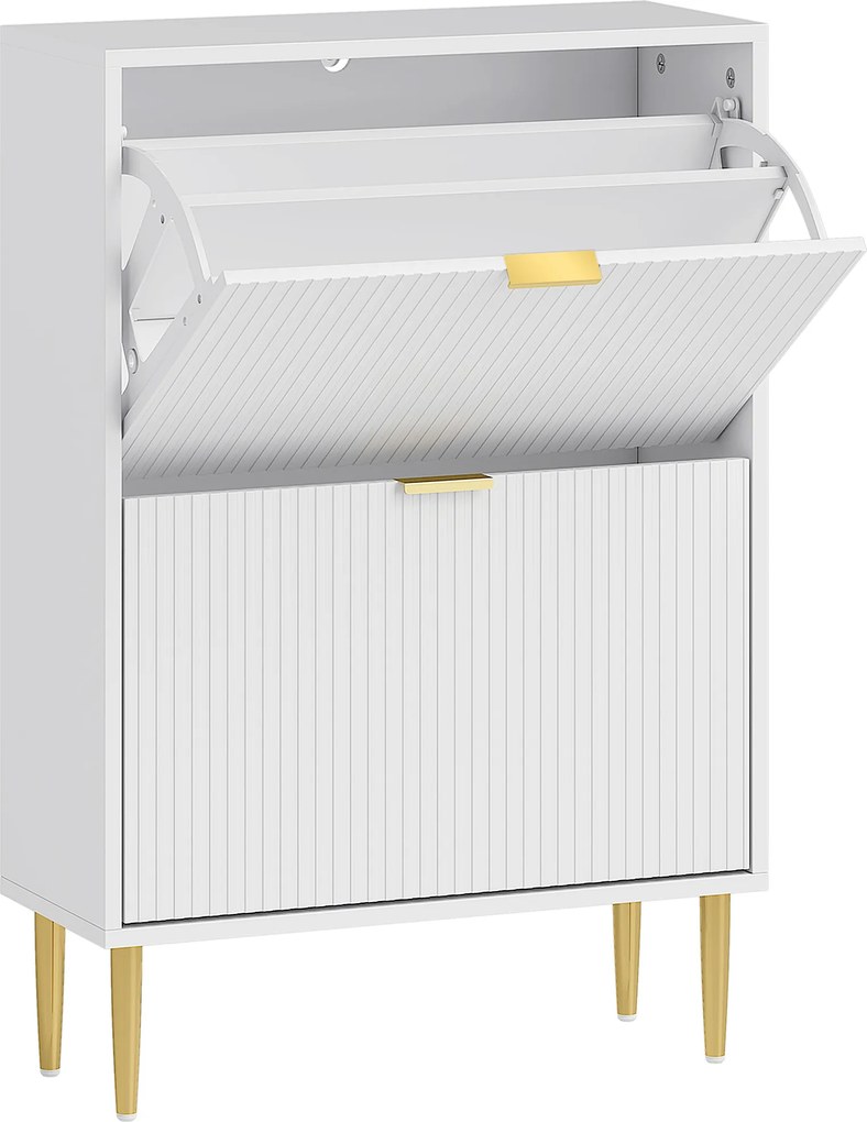 Sapateira Estreita Sapateira para Entrada com Prateleiras Ajustáveis para 12 Pares de Sapatos 60x24x91,5 cm Branco