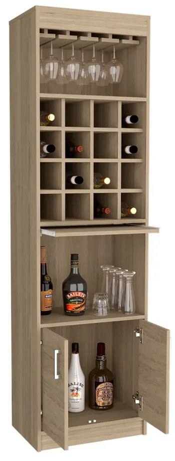 Móvel de bar com mesa extensível Kava Beijing, 51 cm x 180,6 cm x 34 cm, Cor Mel