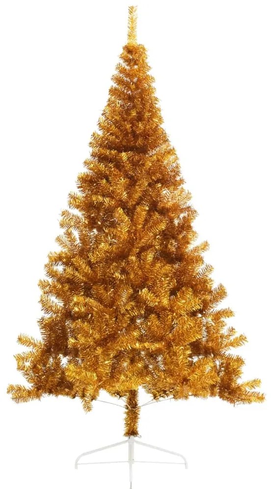 Meia árvore de Natal artificial com suporte 210 cm PET dourado