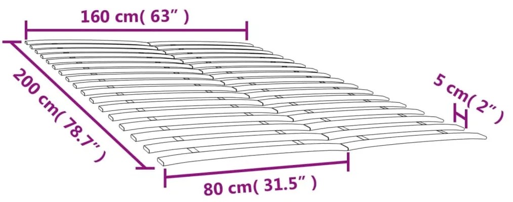 Estrados de ripas com 34 ripas 2 pcs 80x200 cm