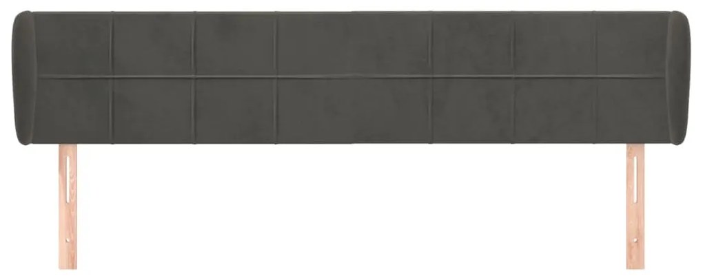 Cabeceira de cama c/ abas veludo 183x23x78/88cm cinzento-escuro