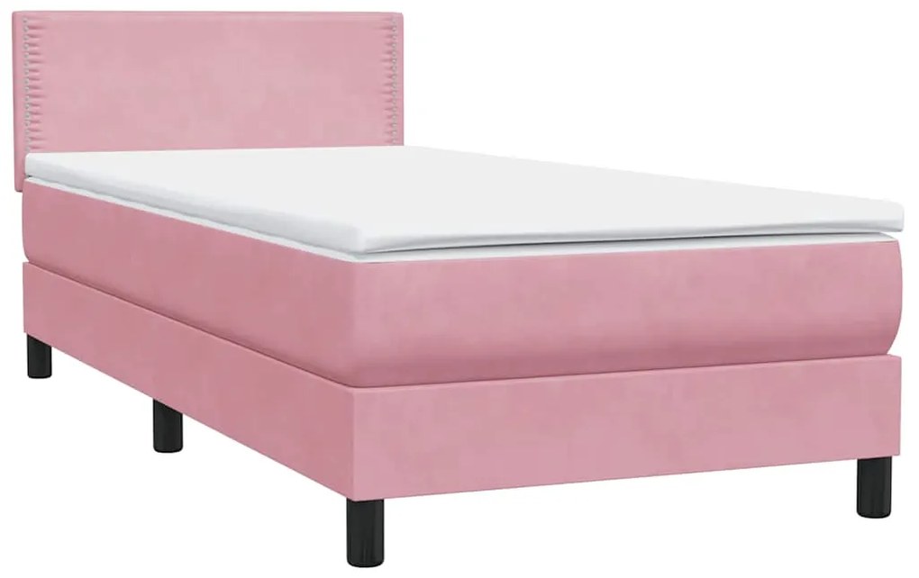 Cama com molas/colchão 80x220 cm veludo rosa