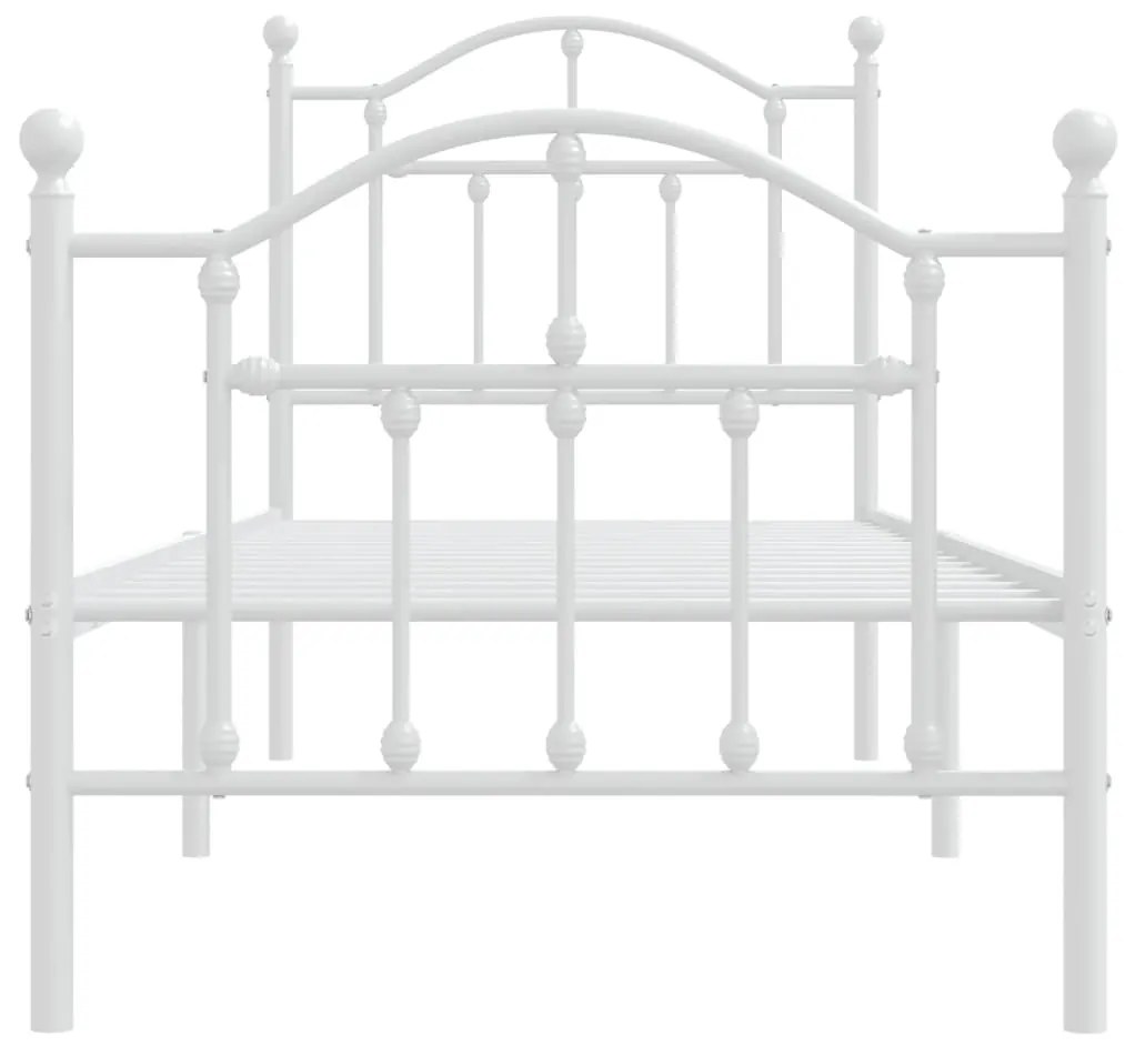 Estrutura de cama com cabeceira e pés 75x190 cm metal branco