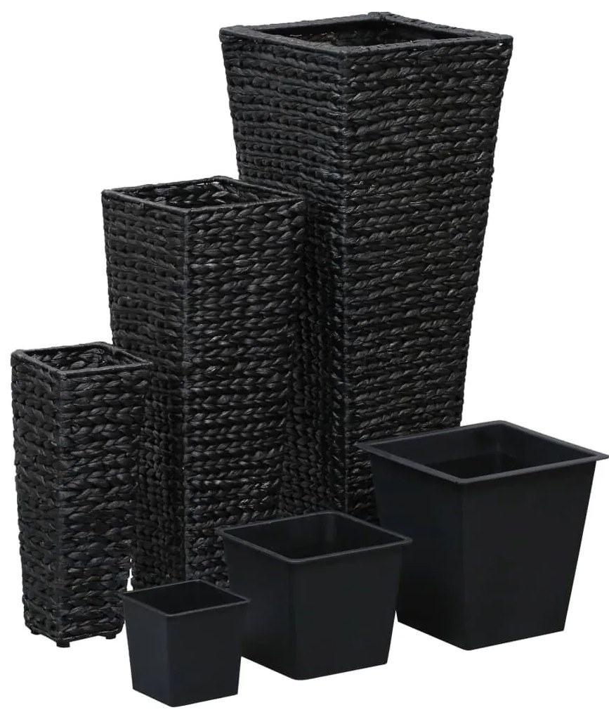 Vasos/floreiras 3 pcs jacinto de água preto