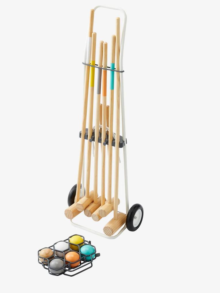 Jogo de croquet em madeira, para criança multicolor