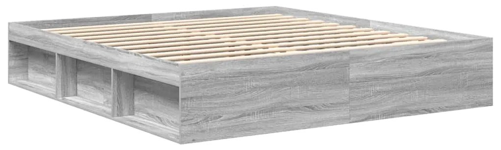 Estrutura de cama 200x200 cm cinzento sonoma