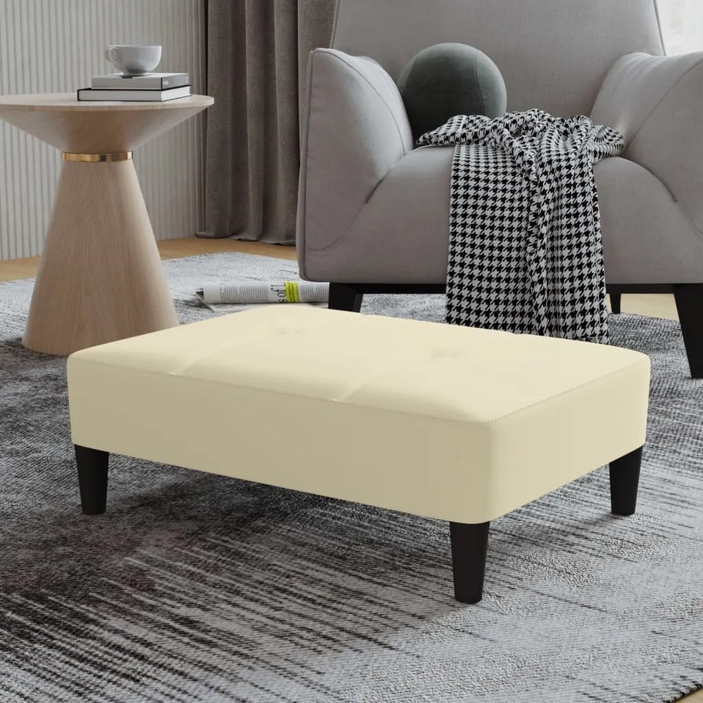 vidaXL Apoio de pés 78x56x32 cm couro artificial cor creme