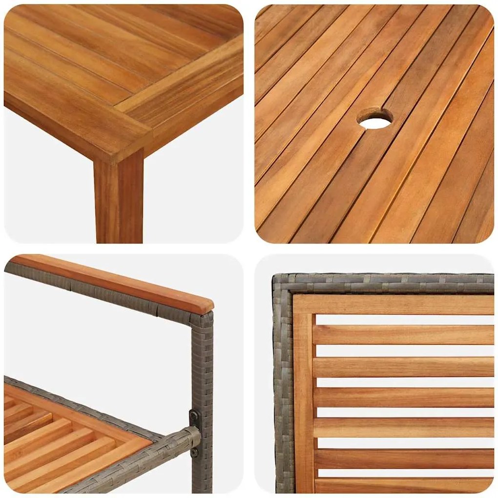 Conjunto de Jantar de Jardim 9 pcs Cinzeto 200 x 100 x 74 cm