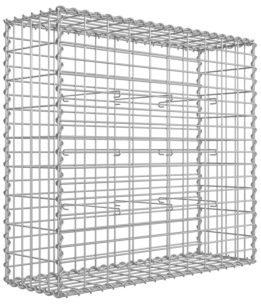 Cesto gabion galvanizado com malha 5 x 10 cm para pedras | SONGMICS | 100 x 90 x 30 cm | prata | GGB193.