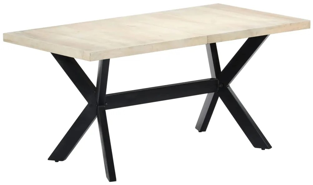 Mesa de jantar 160x80x75 cm madeira de mangueira maciça branco