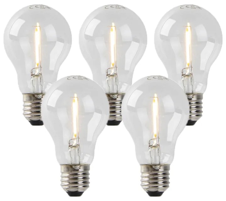 Conjunto de 5 Lâmpadas LED E27 A60 1W 80lm 2200K