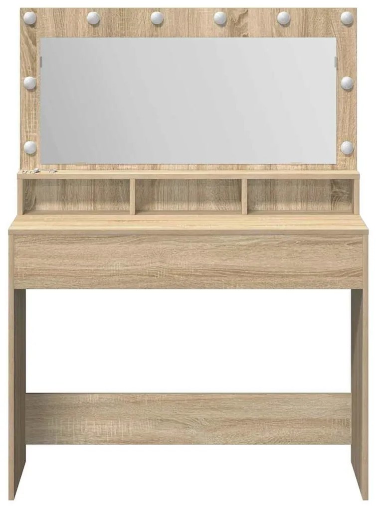 Mesa de Maquilhagem com Luzes LED Carvalho Sonoma 100x41x135 cm