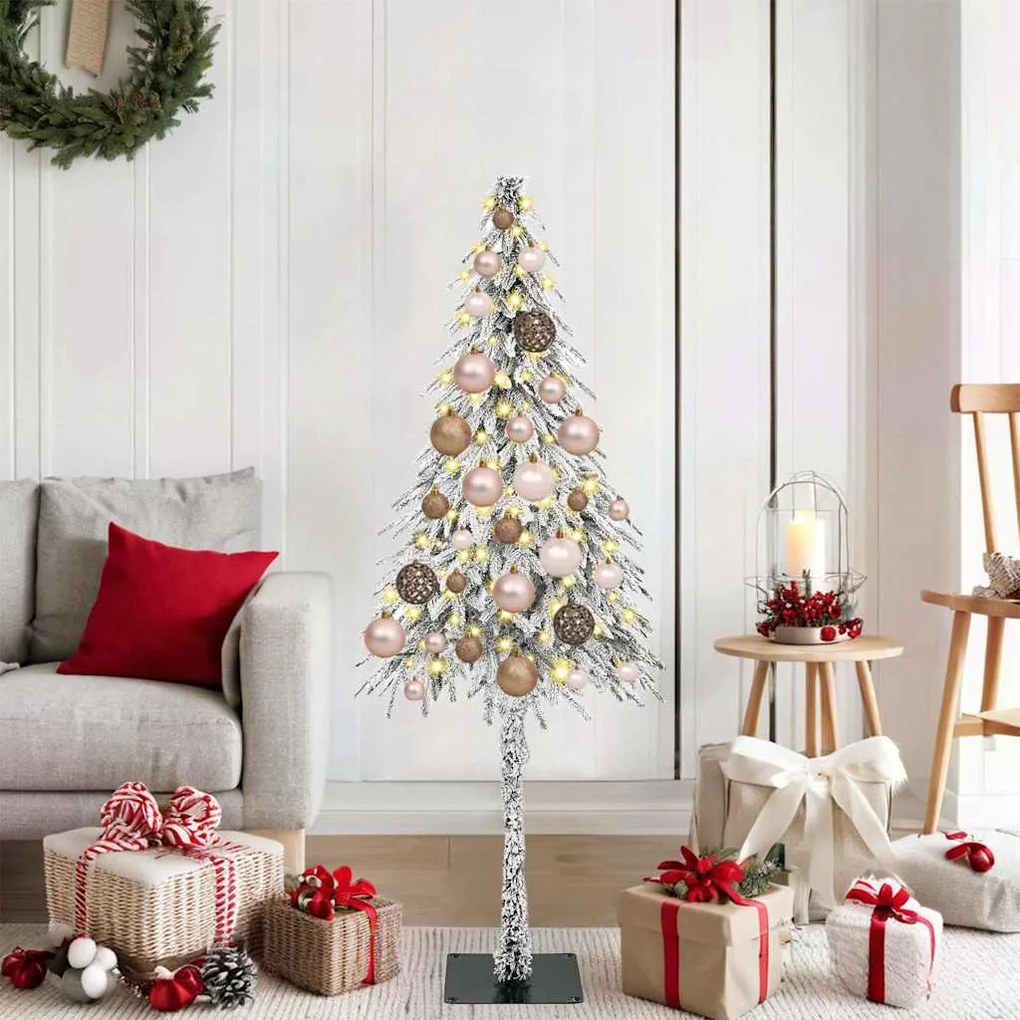 vidaXL Árvore de Natal com luzes de tira LED Branco 120 cm PE