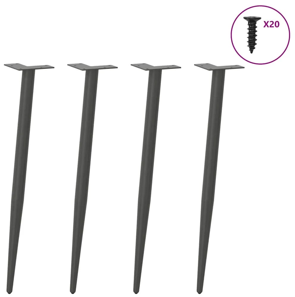 Pés de mesa de console formato cônico 4 peças antracite 72-73 cm aço