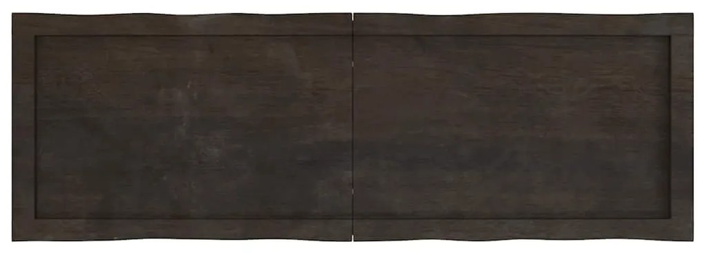 Tampo de mesa com bordas vivas maciço tratado castanho-escuro