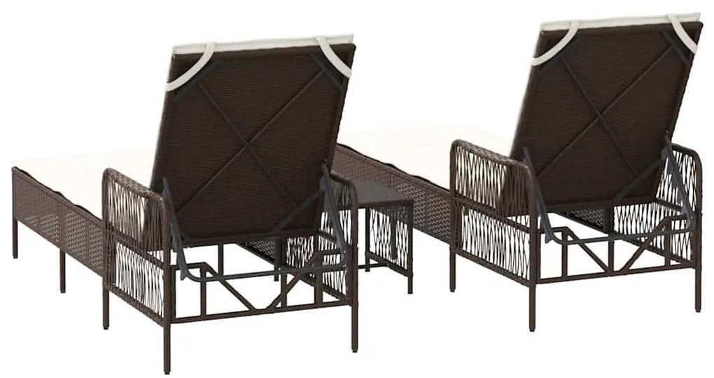 Conjunto de Espreguiçadeira Conjunto de 3 Marrons e creme