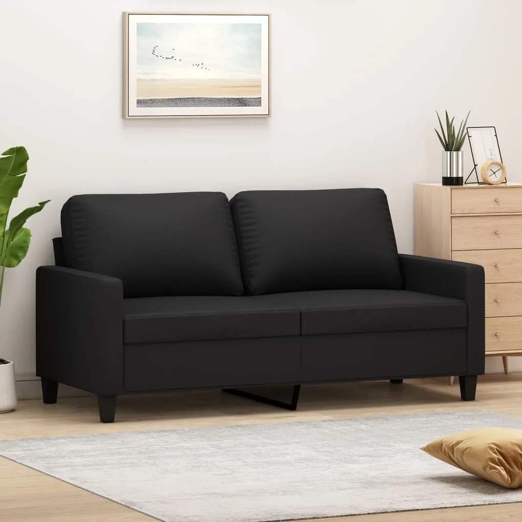 Sofá de 2 lugares 140 cm couro artificial preto