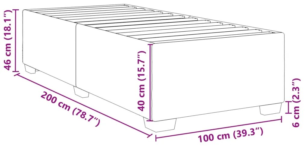 Estrutura de cama sem colchão 100x200 cm veludo cinzento-claro