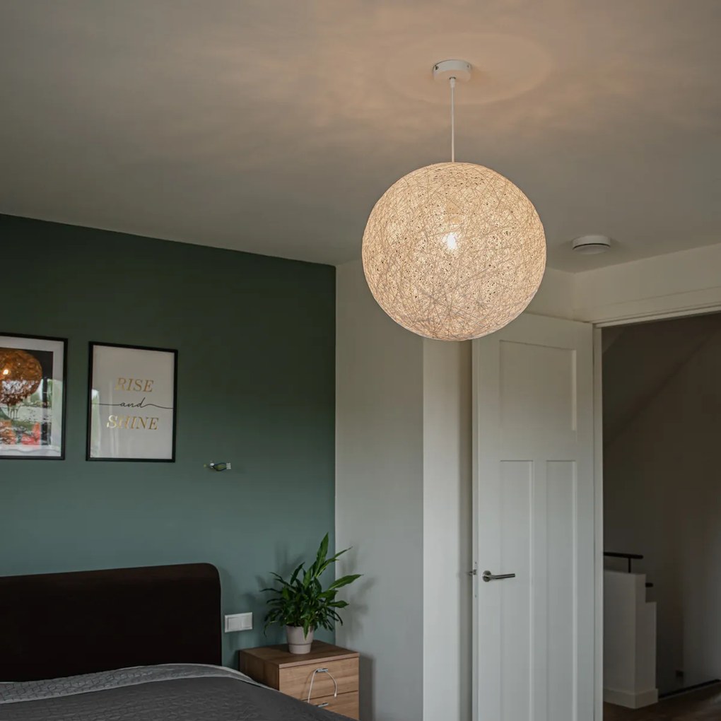 Candeeiro de suspensão rústico branco 60 cm - Corda