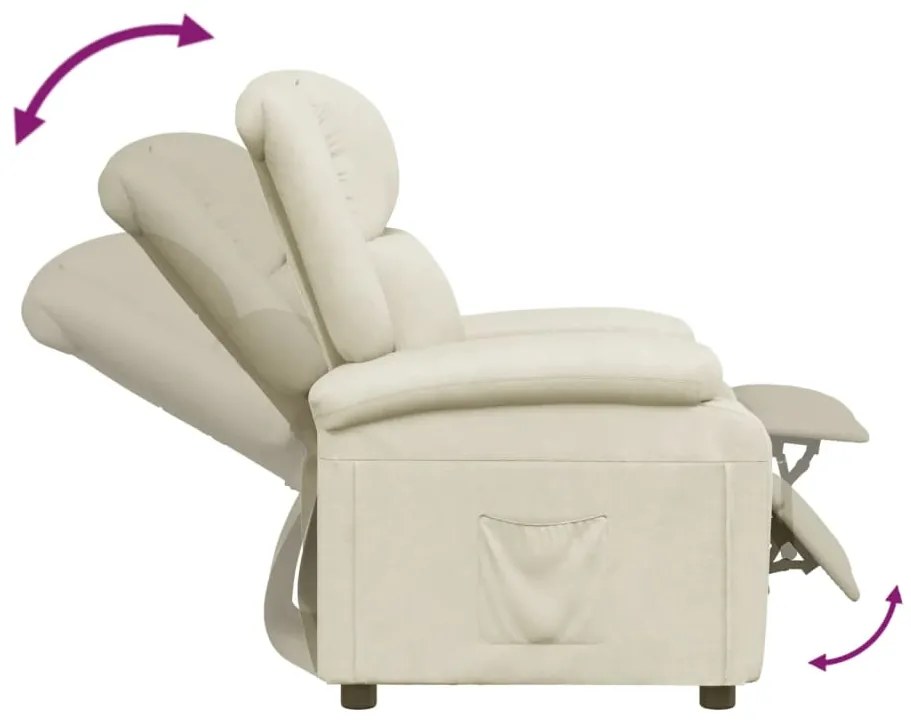 Poltrona reclinável couro artificial cor creme
