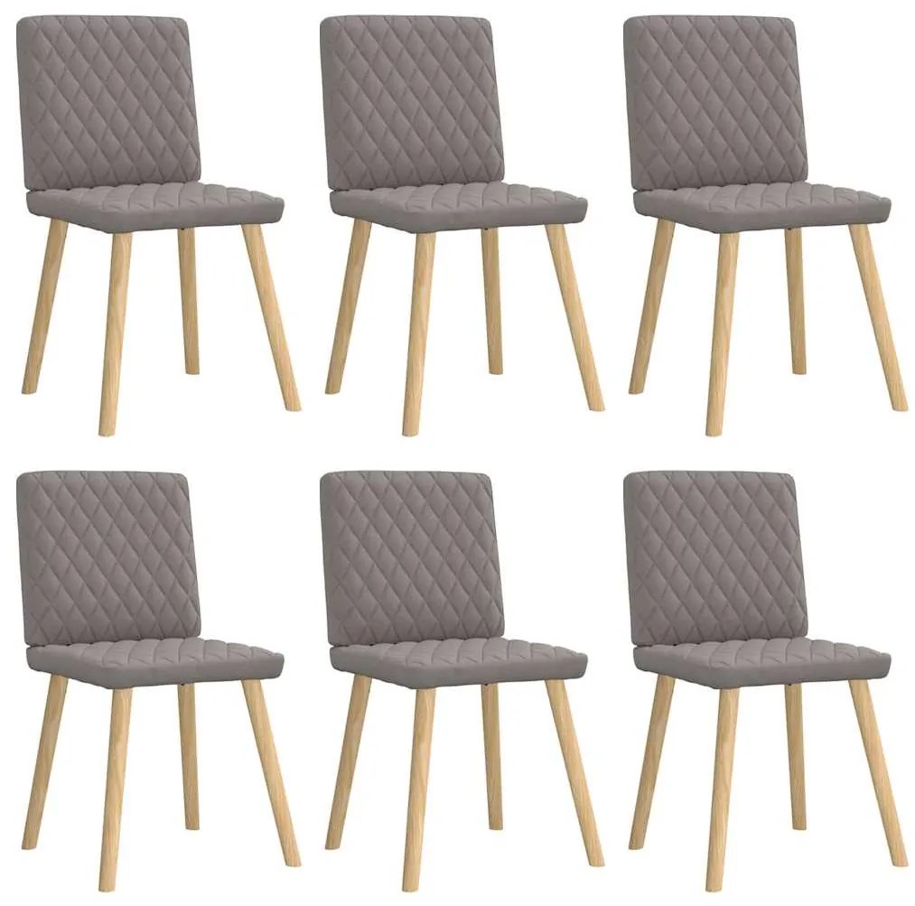 Cadeiras de jantar 6 pcs tecido cinzento-acastanhado