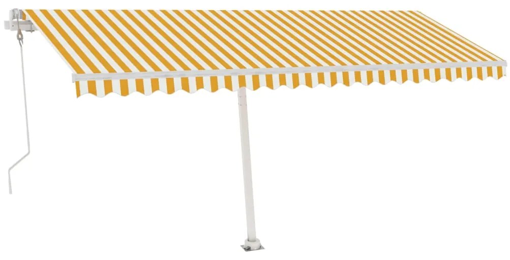 Toldo automático independente 500x350 cm amarelo e branco