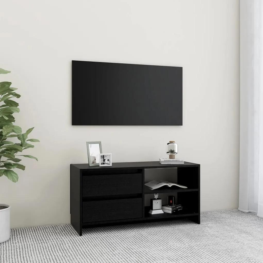 Móvel de TV 80x31x39 cm madeira de pinho maciça preto