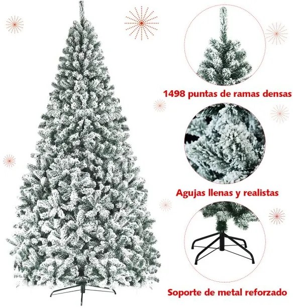Árvore de Natal Nevado 270 cm com agulhas de PVC de 1498 pontas 152 x 275 cm Branco e Verde