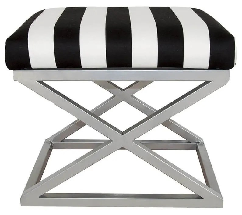 Pouffe Capraz – Silver, White, Black – 50 cm x 42 cm x 40 cm