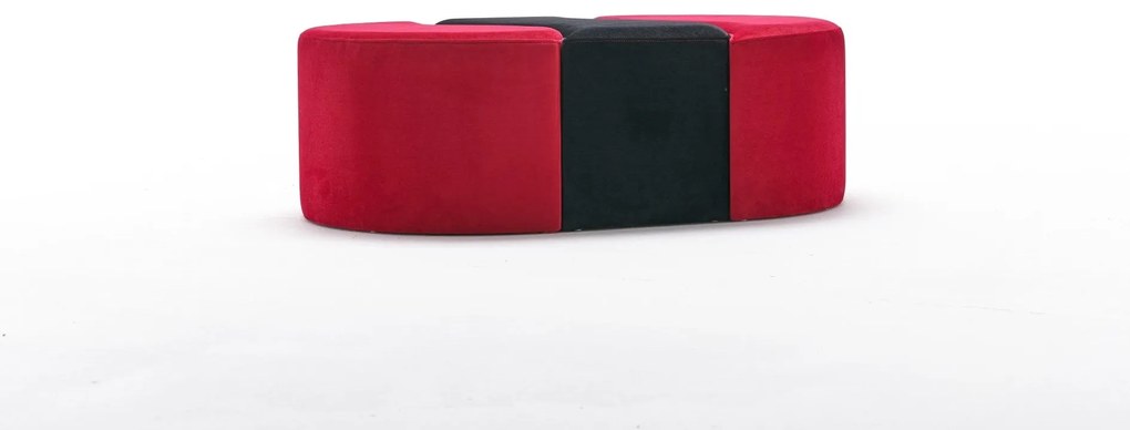 Pouffe Alya Puf – Preto e Vermelho – 120x40x80 cm