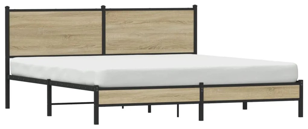 Estrutura de cama sem colchão 160x200cm metal carvalho sonoma