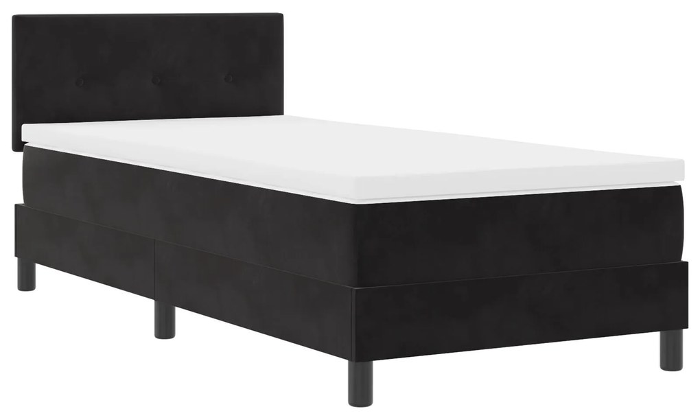 Cama Box Spring com Colchão vidaXL Preta 90x200 cm Veludo