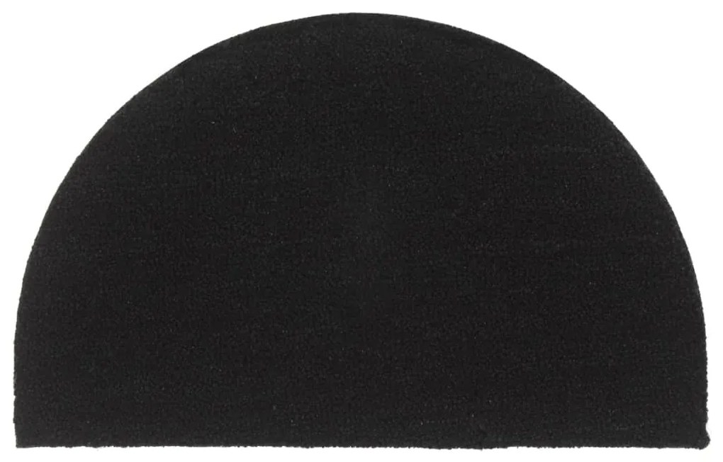 vidaXL Tapete de porta semicircular 50x80 cm fibra coco tufada preto