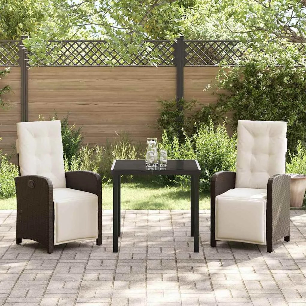 Conjunto de Jantar de Jardim com 3 peças da e almofadas em rattan sint