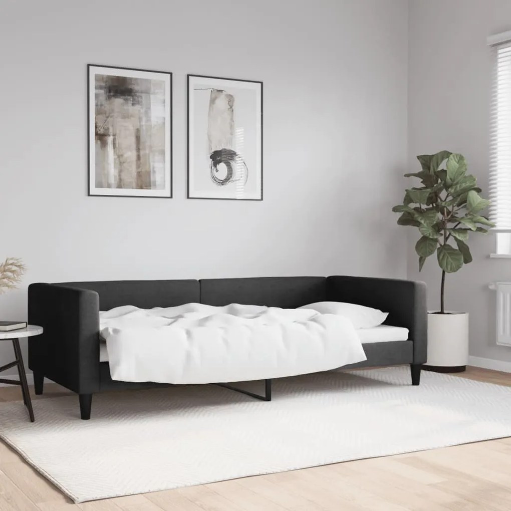 Sofá-cama 90x200 cm tecido preto