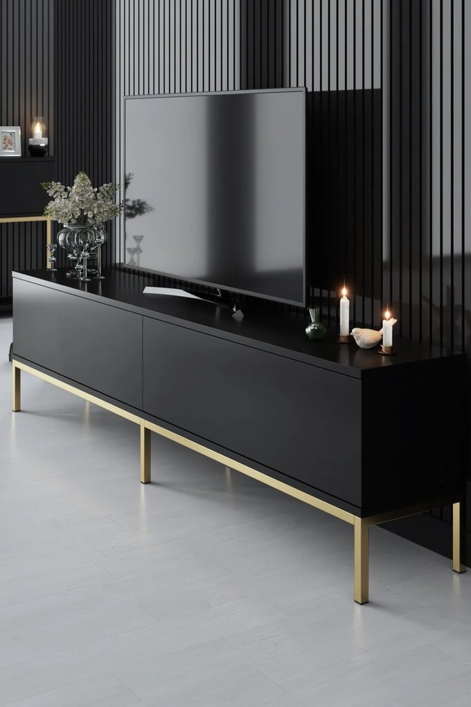 Móvel TV Lord – Preto e Dourado – 180 x 47 x 30 cm