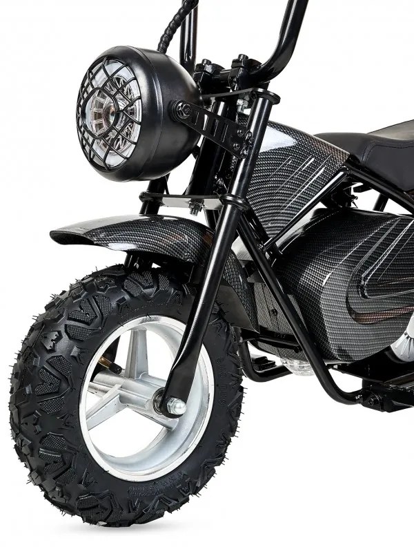 Mini moto eléctrica 300W 36V para crianças +5 anos, até 70Kg inclui 1 par de rodas PRETA-METALICO