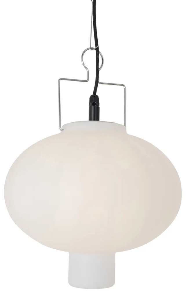 Candeeiro de suspensão exterior branco 35 cm com ficha IP44 - Pion