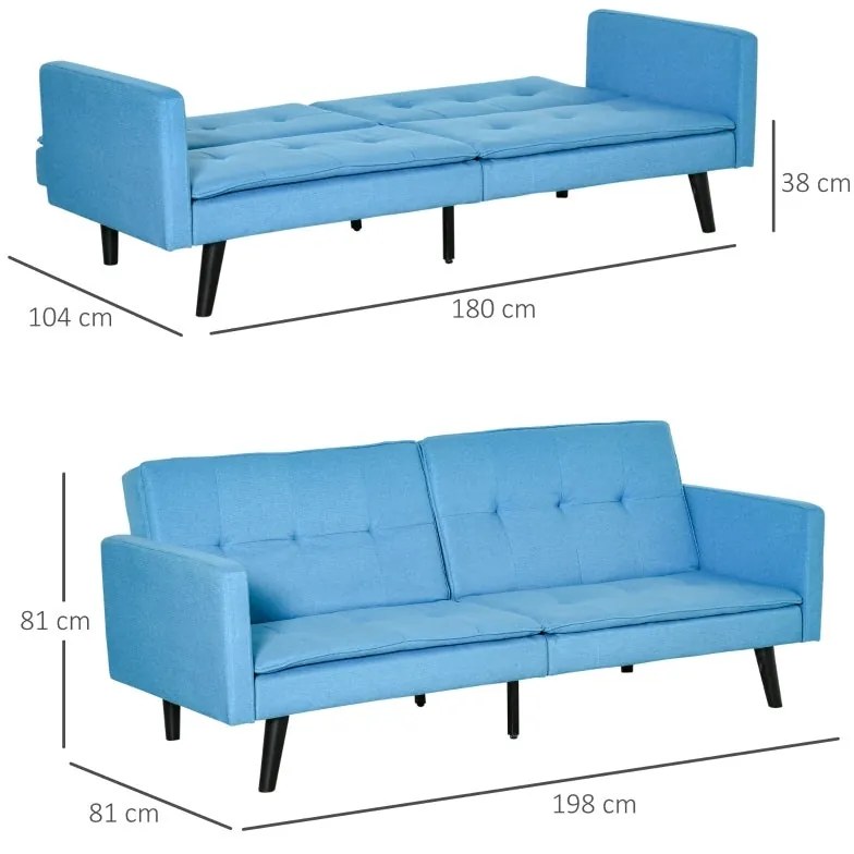 Sofá-Cama Mary - Azul - Design Nórdico