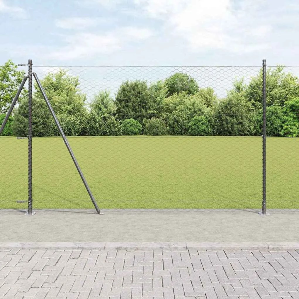 vidaXL Poste de Cerca Cinzeto 10 x 1,6 m (malha de 36 mm) Aço e PVC