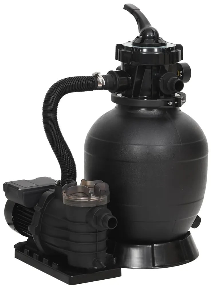 Filtro de areia para piscina com pré-filtro preto