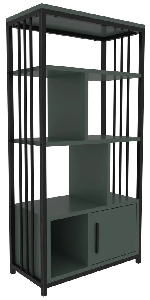 Estante Valero – Preto e Verde – 60 cm x 120 cm x 29,6 cm