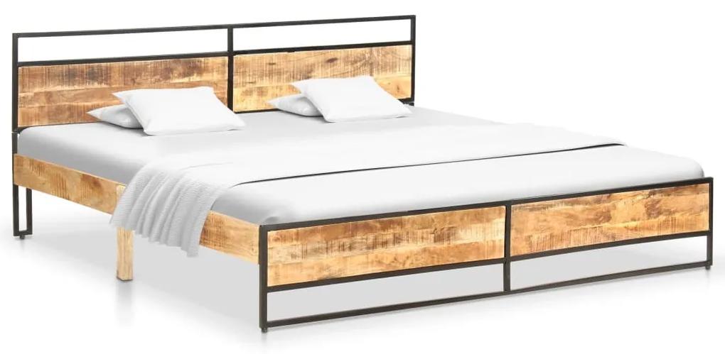 Estrutura de cama 180x200 cm madeira de mangueira áspera maciça
